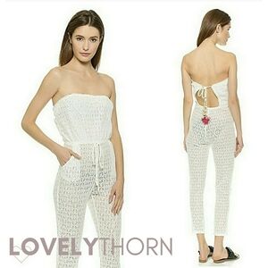 6 SHORE ROAD // limited edition crochet knit lace coverup strapless jumpsuit